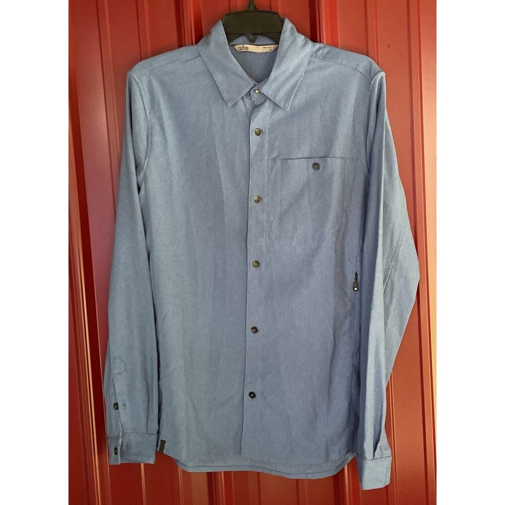 Qor‎ Shirt Polygeine Performance Stretch Button Up Long Sleeve Mens Small